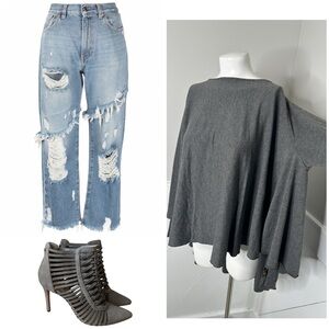 SERENA WILLIAMS GREY FLOWY STRETCHY TOP/ PRELOVED/ SIZE MEDIUM